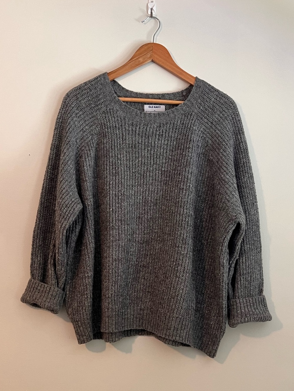 Old Navy Gray Ribbed Crewneck Sweater